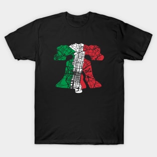 Vintage Italian Flag Liberty Bell Philly Fan Philadelphia Map Original T-Shirt